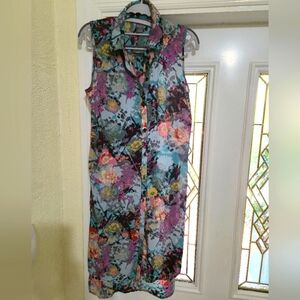 Sm Kate & Mallory Multicolor Floral Sheer Shirt/Dress
